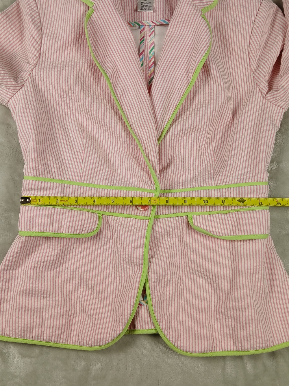 Lilly Pulitzer Janice Blazer 4 Women's Seersucker Pink Jacket Striped - Picture 7 of 12